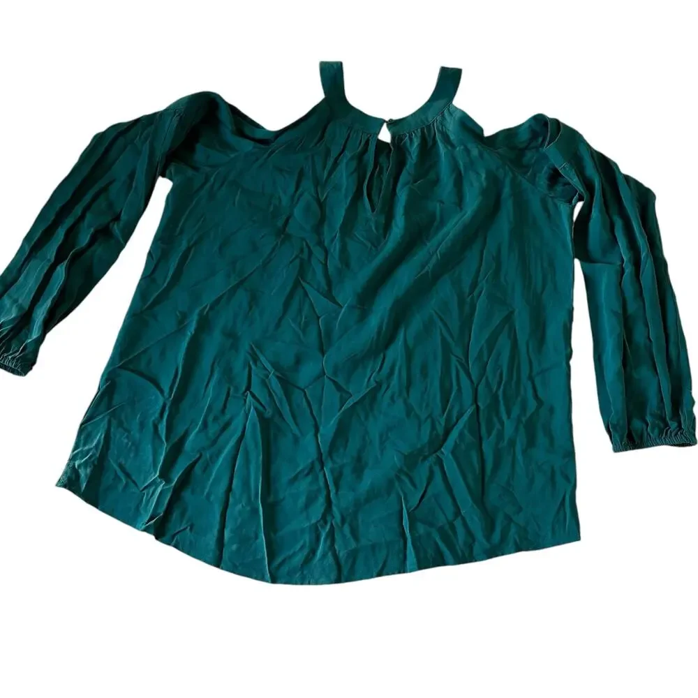Womens Top Size Medium Dark Green Open Shoulder Business Casual Professional Fun